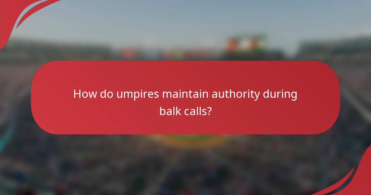 How do umpires maintain authority during balk calls?