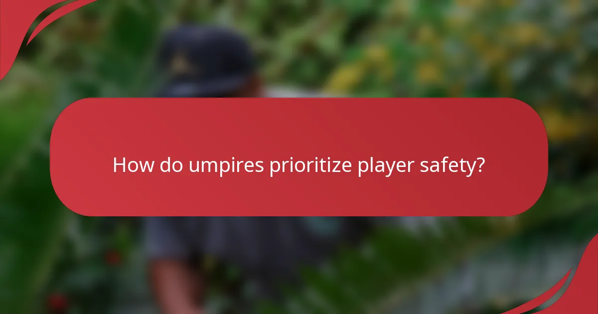 How do umpires prioritize player safety?