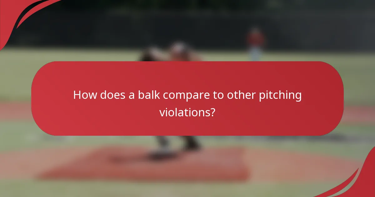How does a balk compare to other pitching violations?