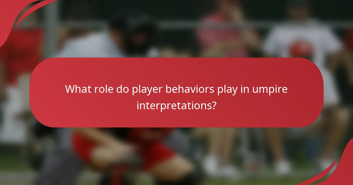 What role do player behaviors play in umpire interpretations?